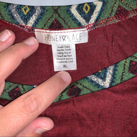 Honey & Lace 3/4 raglan style tee - Picture 2 of 3